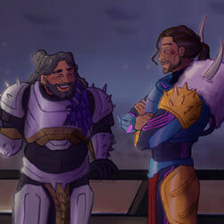 Digital Illustration of Saint-14 and Mithrax from Destiny 2 but reimagined as humans