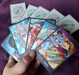 photo of a hand holding 5 custom designed don cards